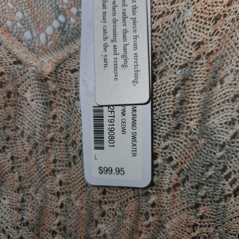 NWT Soft Surroundings Sheer Tunic Murano Sweater Pink Cedar